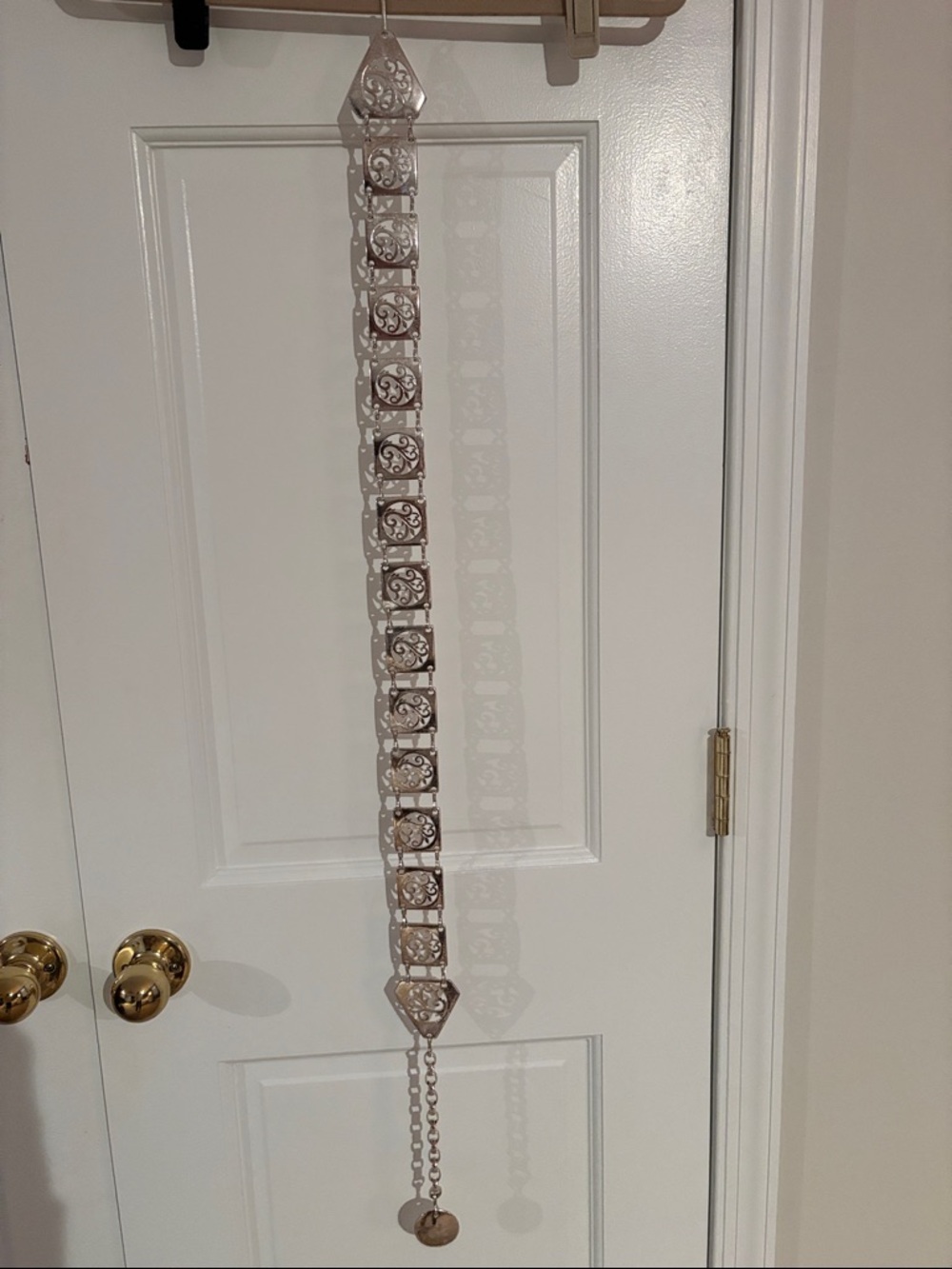 Silver geometric belt